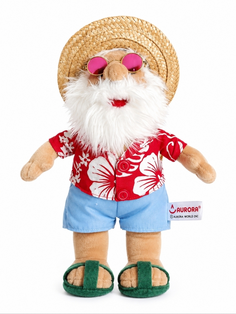 Aurora NWT Summer Vacation Beach Bum Suntan Santa Plush 15" Toy Collectible